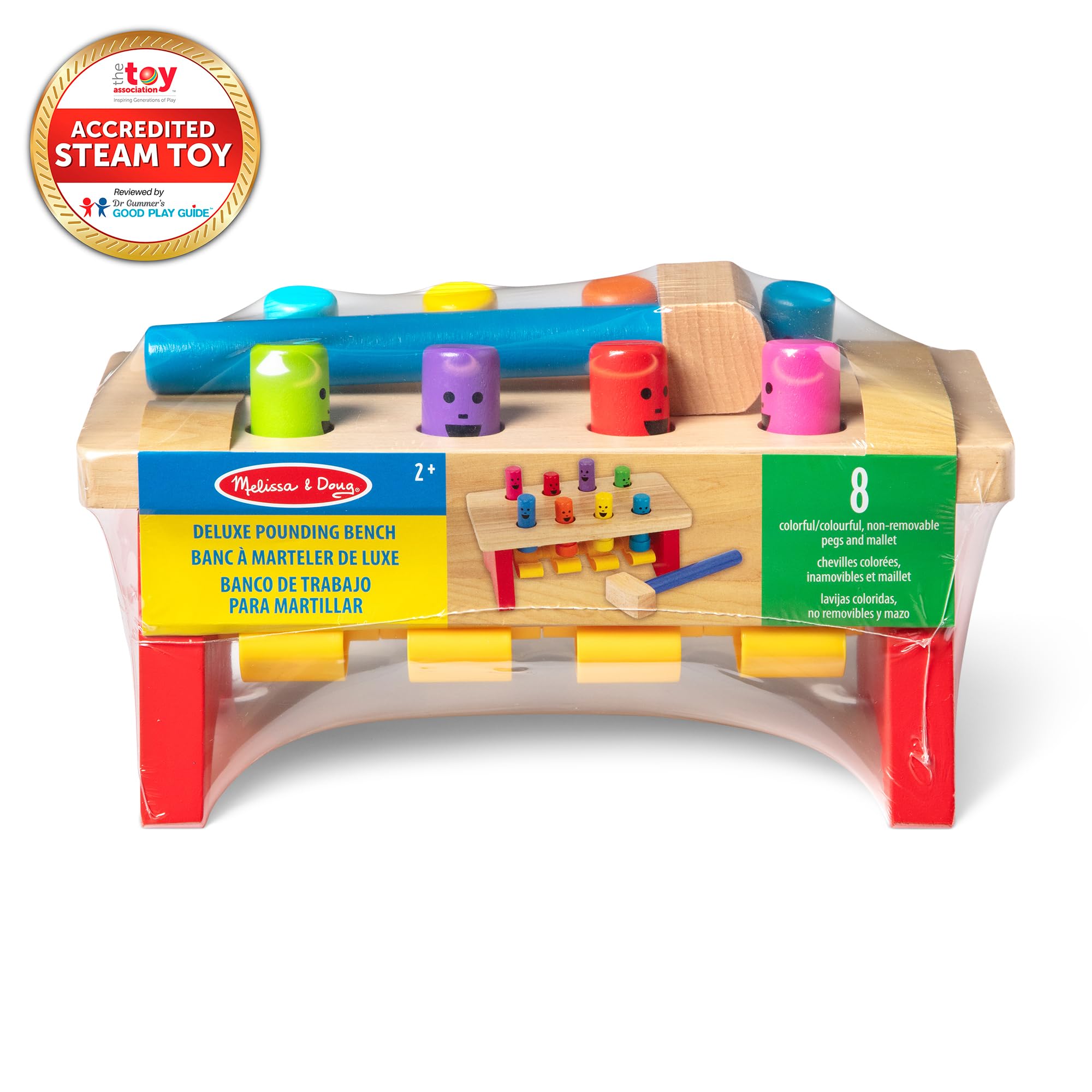 Melissa & Doug Deluxe Pounding Bench – Wooden Toddler Toy with Mallet, Ages 2+