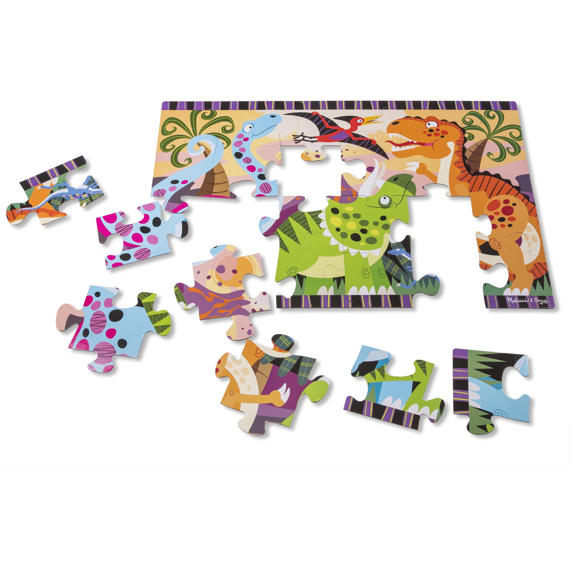 Melissa & Doug Dinosaur Dawn Floor Puzzle - 24 Pieces, 2x3 Feet Jigsaw for Kids Ages 3+