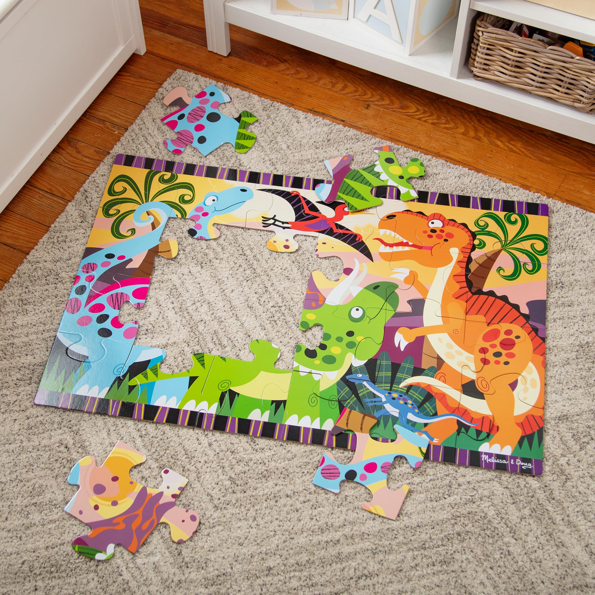Melissa & Doug Dinosaur Dawn Floor Puzzle - 24 Pieces, 2x3 Feet Jigsaw for Kids Ages 3+
