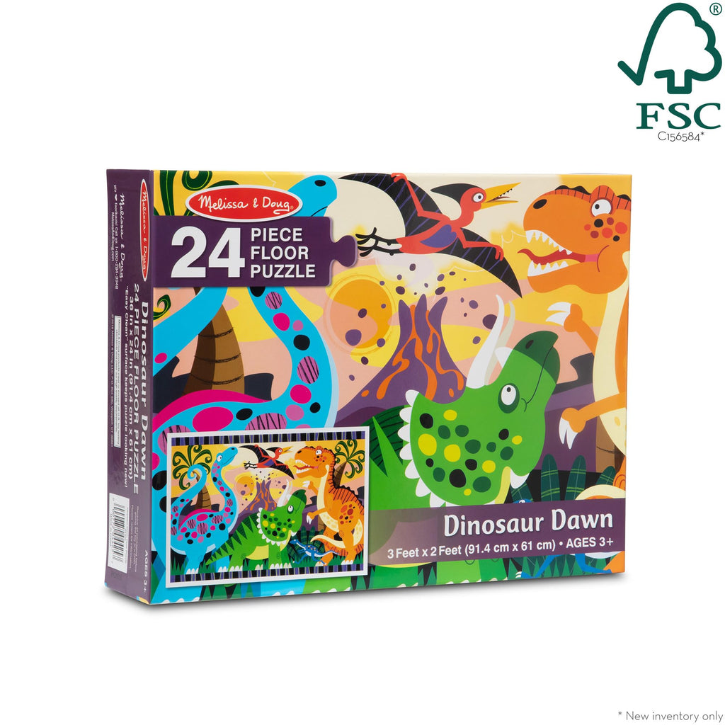 Melissa & Doug Dinosaur Dawn Floor Puzzle - 24 Pieces, 2x3 Feet Jigsaw for Kids Ages 3+