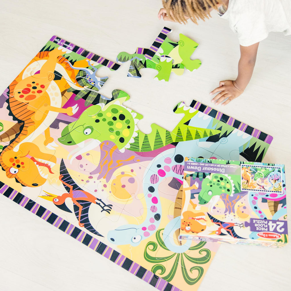 Melissa & Doug Dinosaur Dawn Floor Puzzle - 24 Pieces, 2x3 Feet Jigsaw for Kids Ages 3+