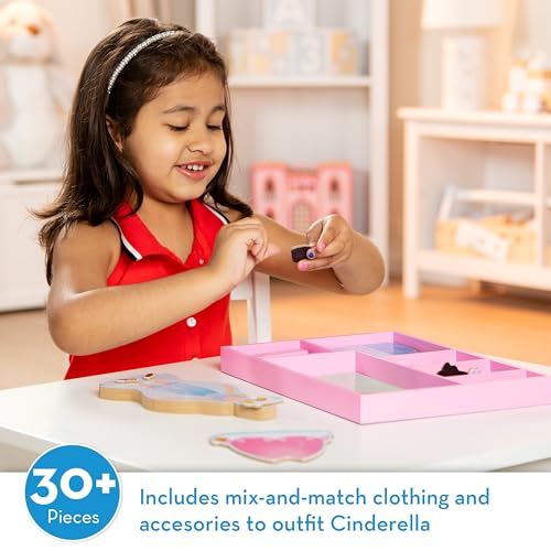 Melissa & Doug Disney Cinderella Magnetic Dress-Up Wooden Doll Set – 33 Pieces