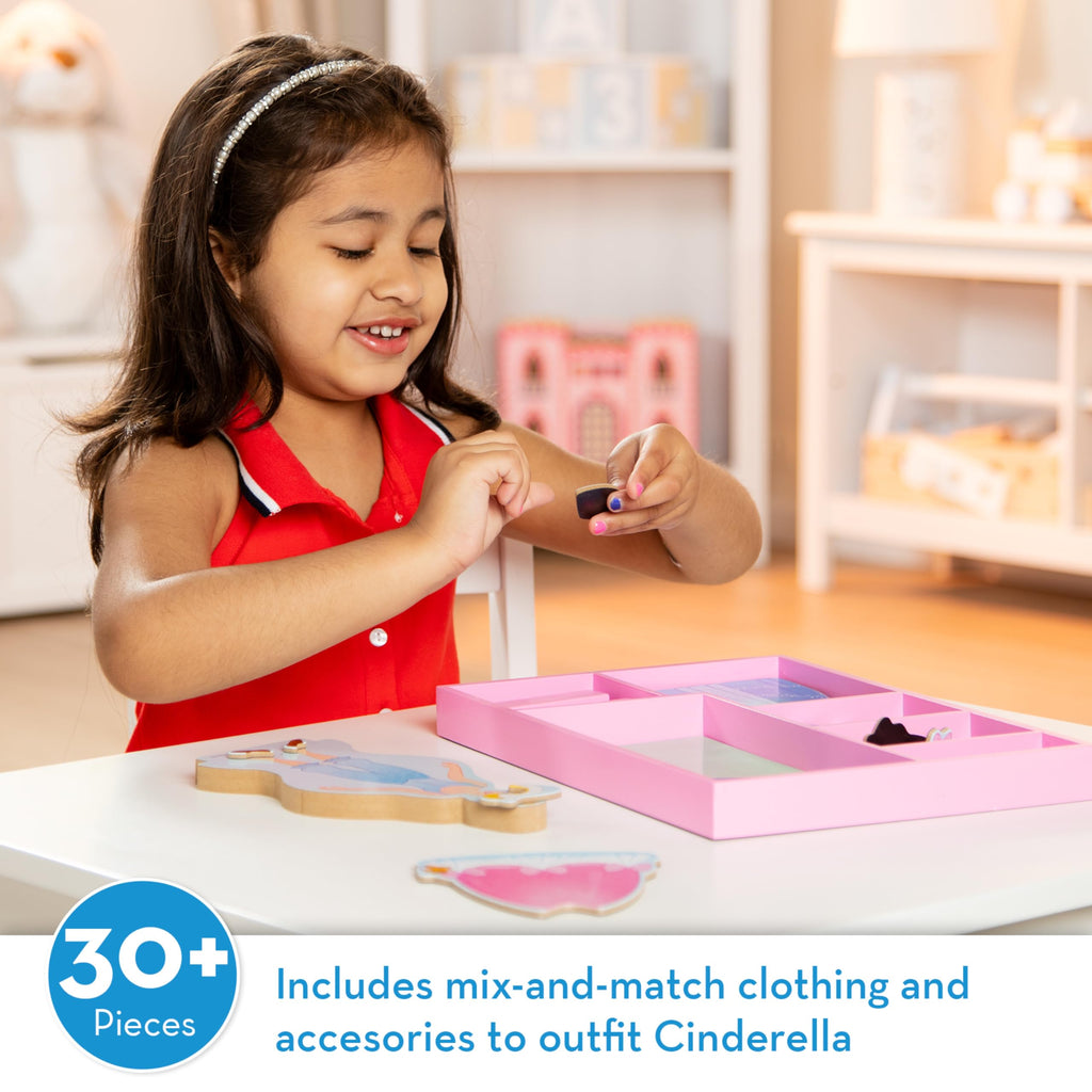 Melissa & Doug Disney Cinderella Magnetic Dress-Up Wooden Doll Set – 33 Pieces