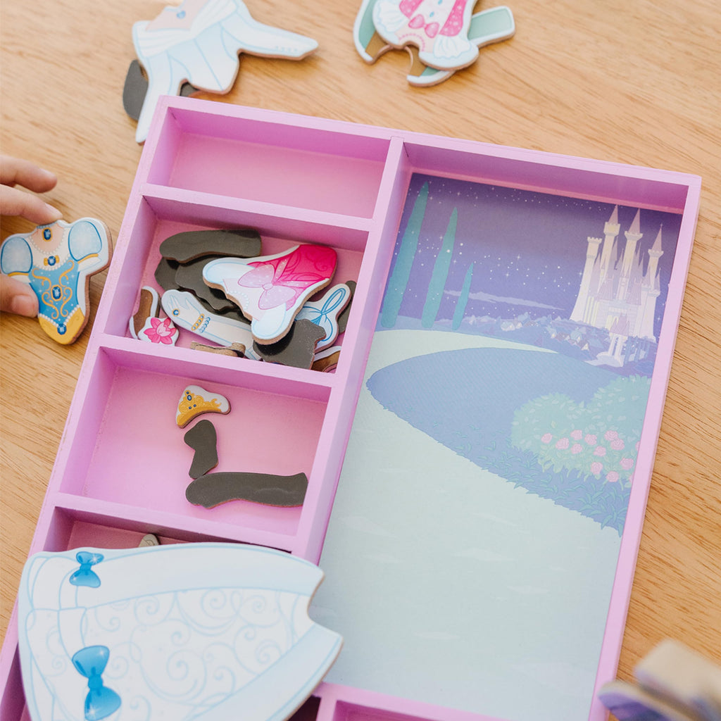 Melissa & Doug Disney Cinderella Magnetic Dress-Up Wooden Doll Set – 33 Pieces