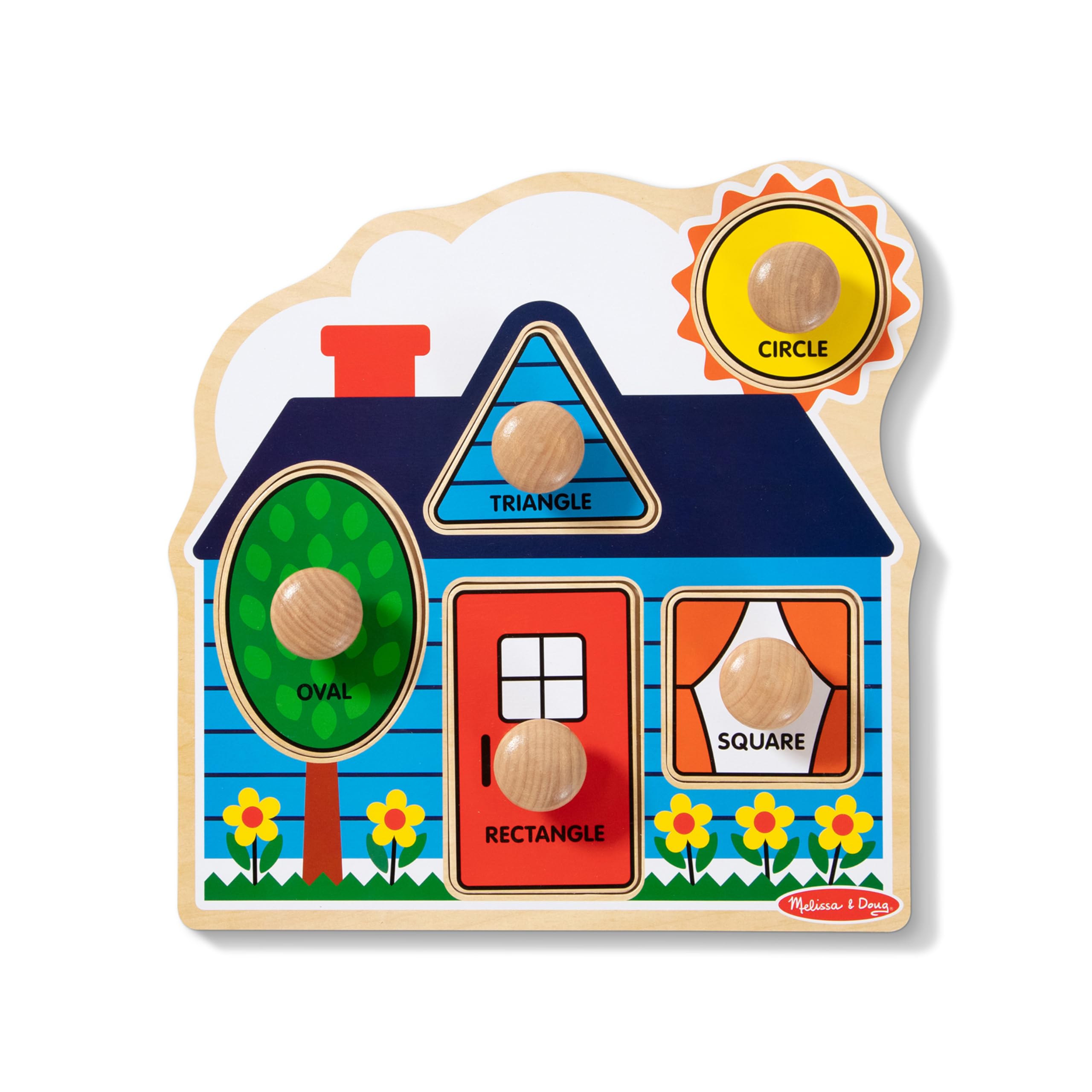 Melissa & Doug First Shapes Jumbo Knob Puzzle: Wooden Shape Puzzle for Toddlers Ages 1+