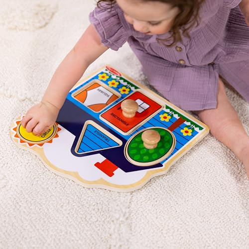 Melissa & Doug First Shapes Jumbo Knob Puzzle: Wooden Shape Puzzle for Toddlers Ages 1+