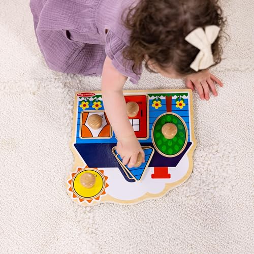 Melissa & Doug First Shapes Jumbo Knob Puzzle: Wooden Shape Puzzle for Toddlers Ages 1+