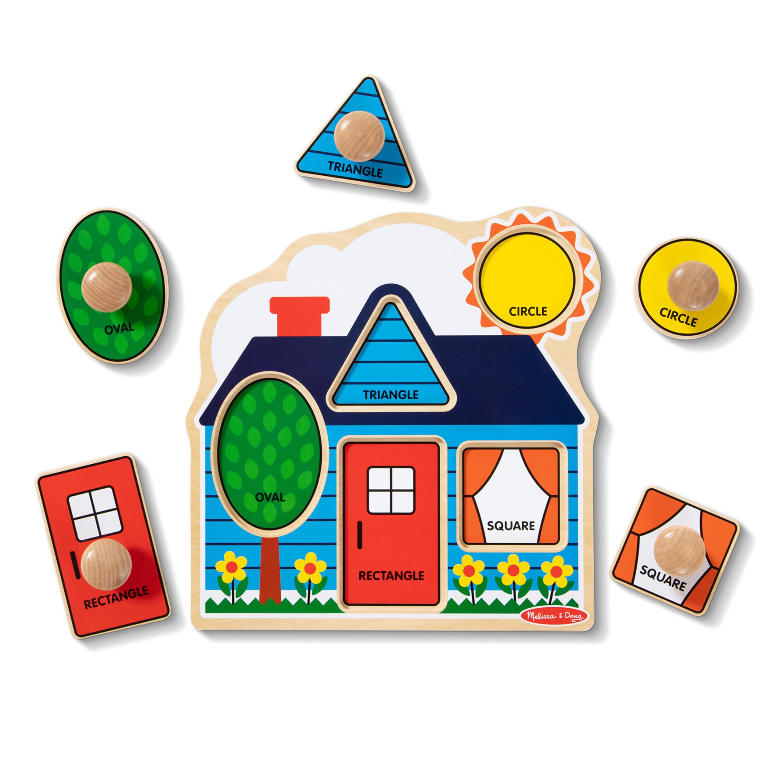 Melissa & Doug First Shapes Jumbo Knob Puzzle: Wooden Shape Puzzle for Toddlers Ages 1+