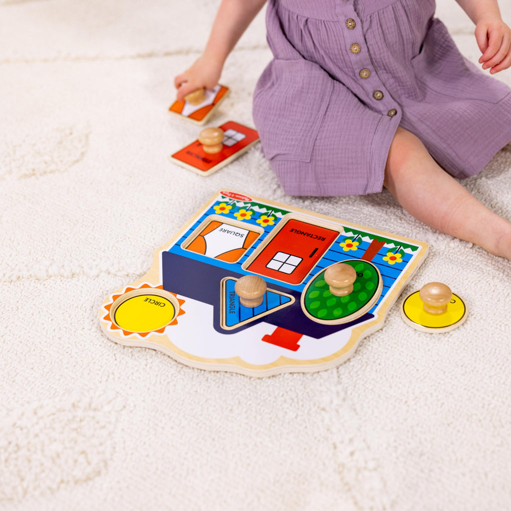 Melissa & Doug First Shapes Jumbo Knob Puzzle: Wooden Shape Puzzle for Toddlers Ages 1+
