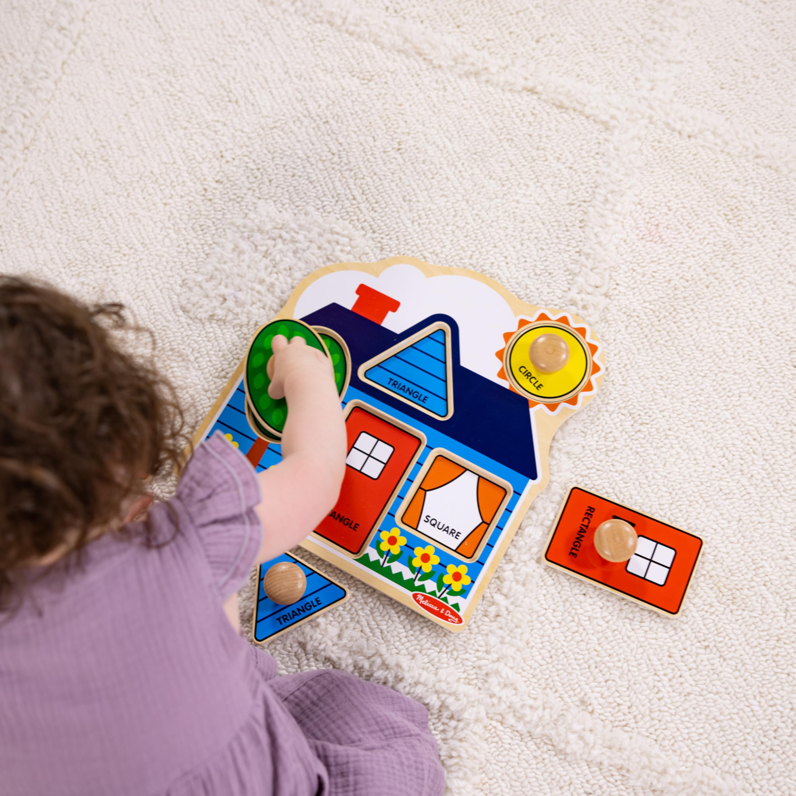 Melissa & Doug First Shapes Jumbo Knob Puzzle: Wooden Shape Puzzle for Toddlers Ages 1+