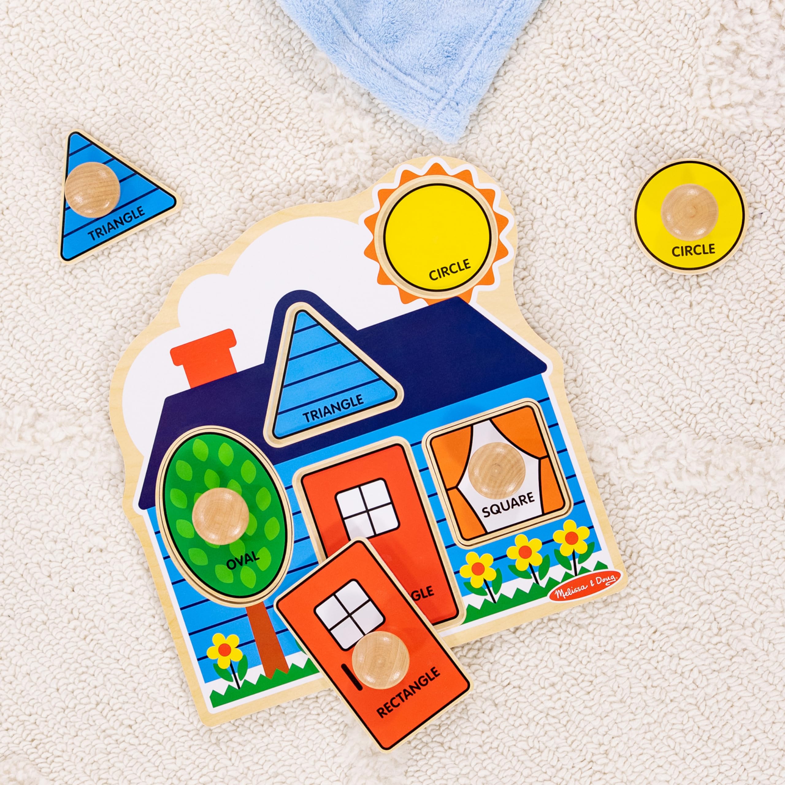 Melissa & Doug First Shapes Jumbo Knob Puzzle: Wooden Shape Puzzle for Toddlers Ages 1+