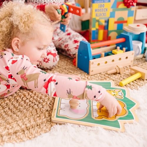 Melissa & Doug Jungle Friends Jumbo Knob Puzzle: Wooden Safari Animal Puzzle for Toddlers Age 1+