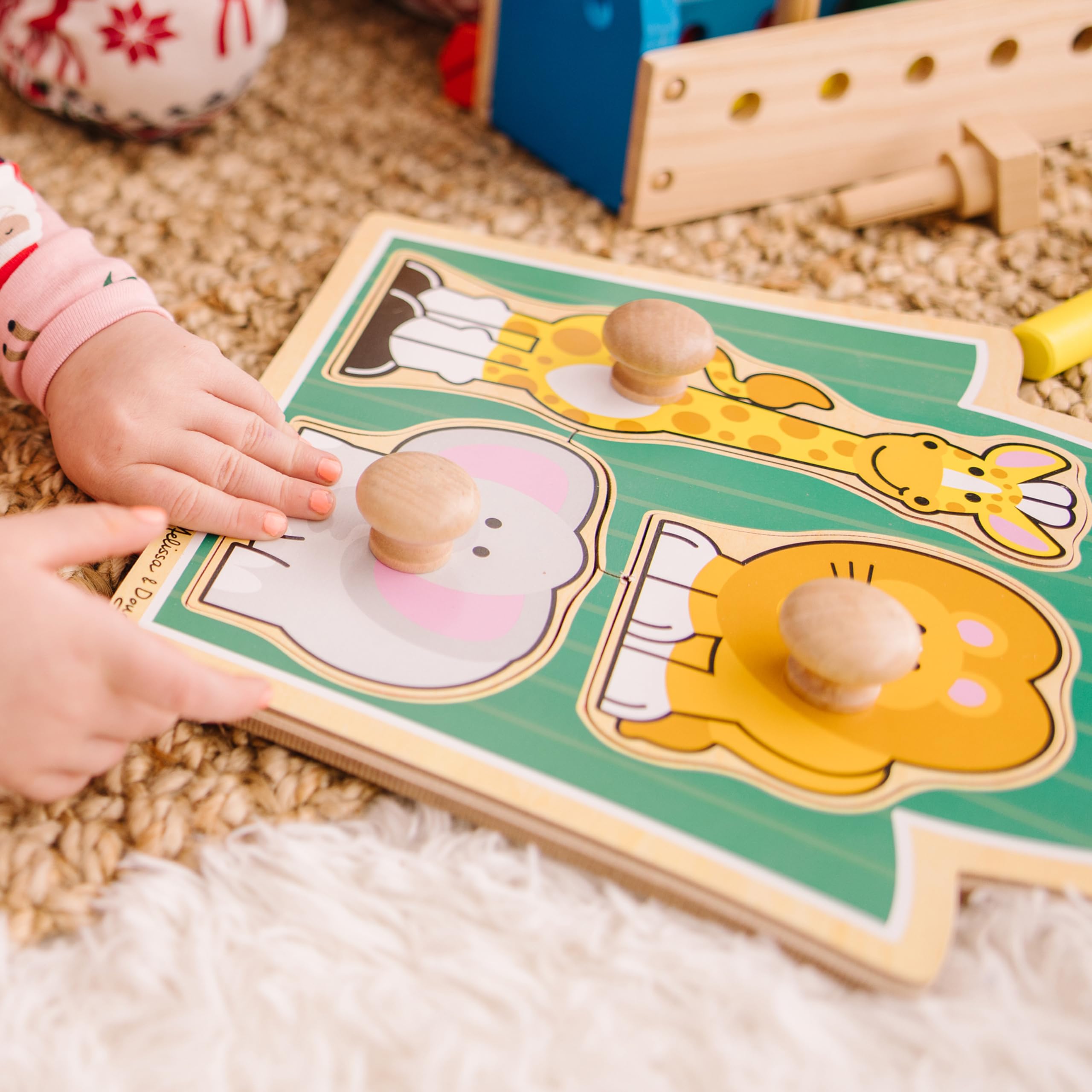 Melissa & Doug Jungle Friends Jumbo Knob Puzzle: Wooden Safari Animal Puzzle for Toddlers Age 1+