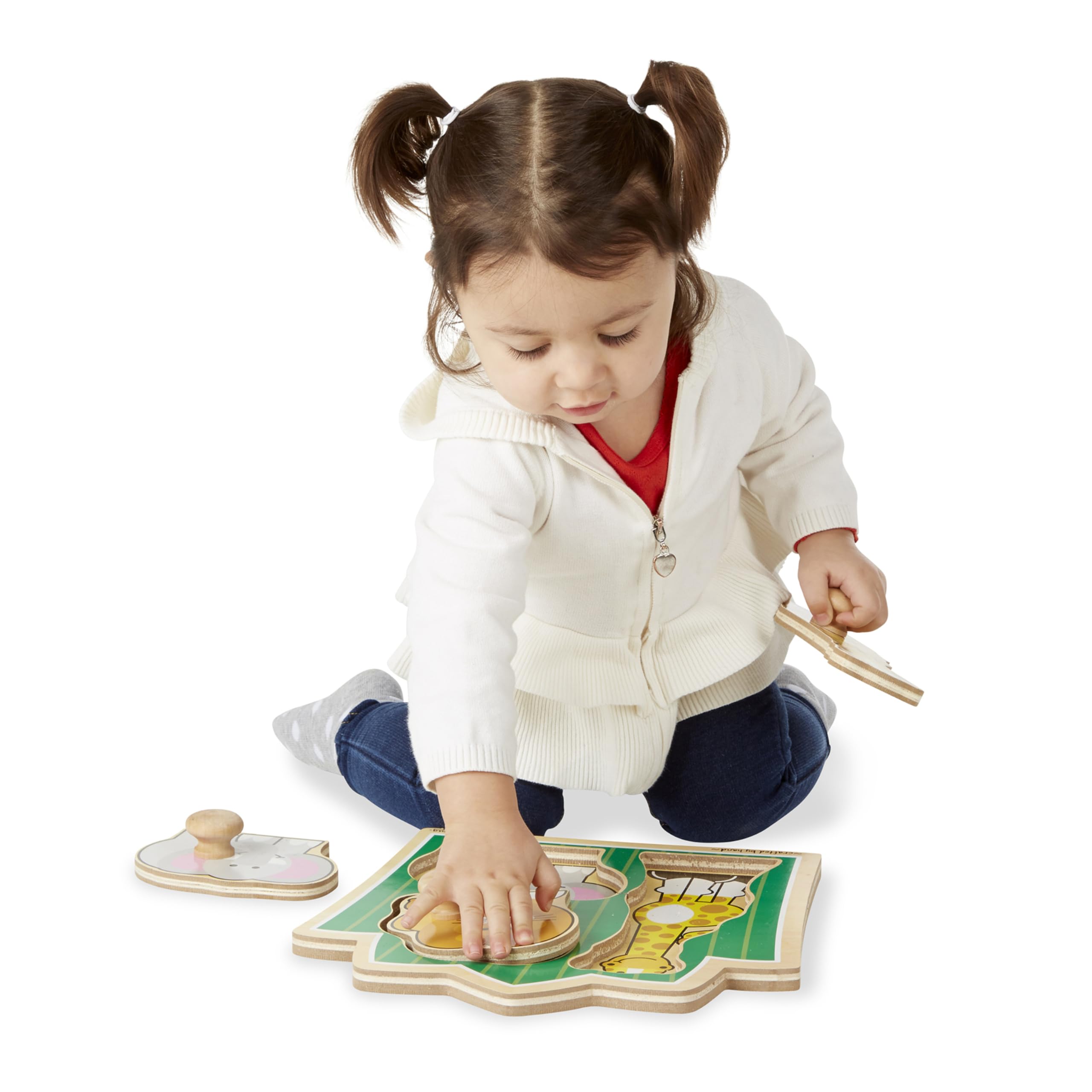 Melissa & Doug Jungle Friends Jumbo Knob Puzzle: Wooden Safari Animal Puzzle for Toddlers Age 1+