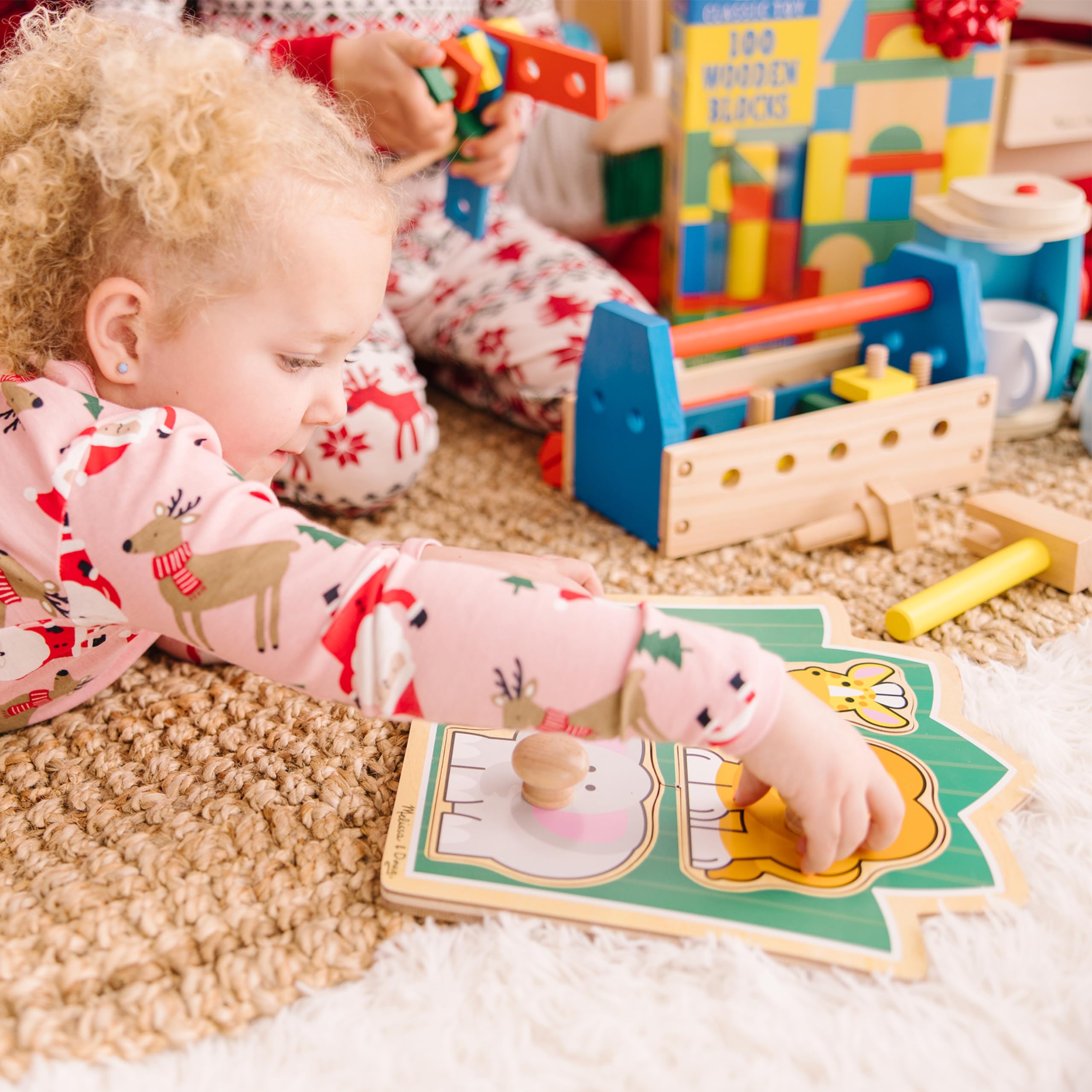 Melissa & Doug Jungle Friends Jumbo Knob Puzzle: Wooden Safari Animal Puzzle for Toddlers Age 1+