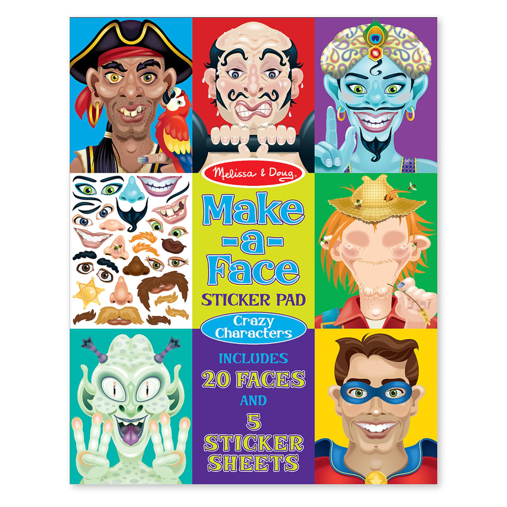 Melissa & Doug Make-a-Face Sticker Pad – Crazy Characters, 20 Faces, 160+ Stickers