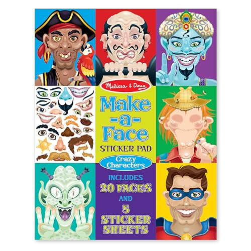 Melissa & Doug Make-a-Face Sticker Pad – Crazy Characters, 20 Faces, 160+ Stickers