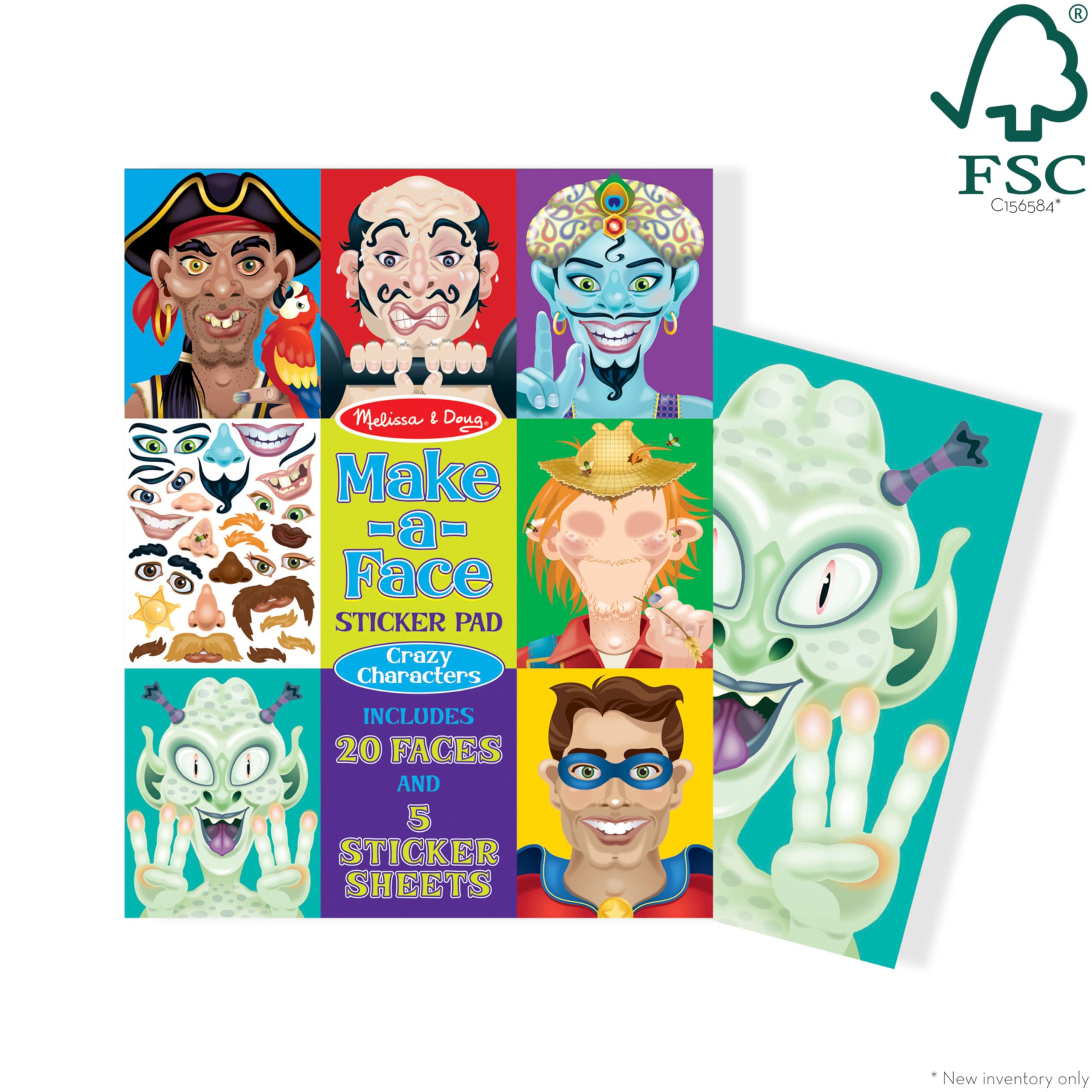 Melissa & Doug Make-a-Face Sticker Pad – Crazy Characters, 20 Faces, 160+ Stickers