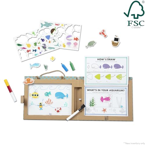 Melissa & Doug Natural Play Ocean Reusable Drawing & Magnet Kit – 42 Magnets, 5 Markers, FSC Certified