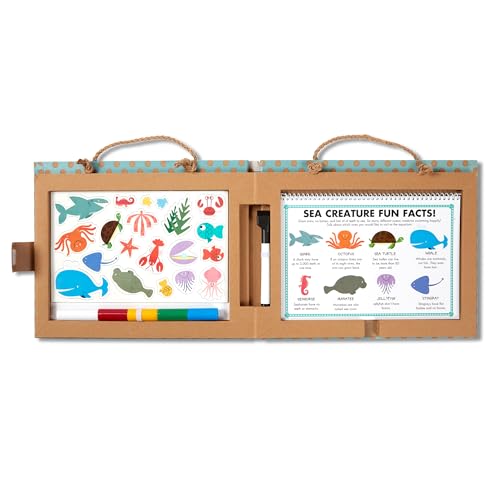 Melissa & Doug Natural Play Ocean Reusable Drawing & Magnet Kit – 42 Magnets, 5 Markers, FSC Certified