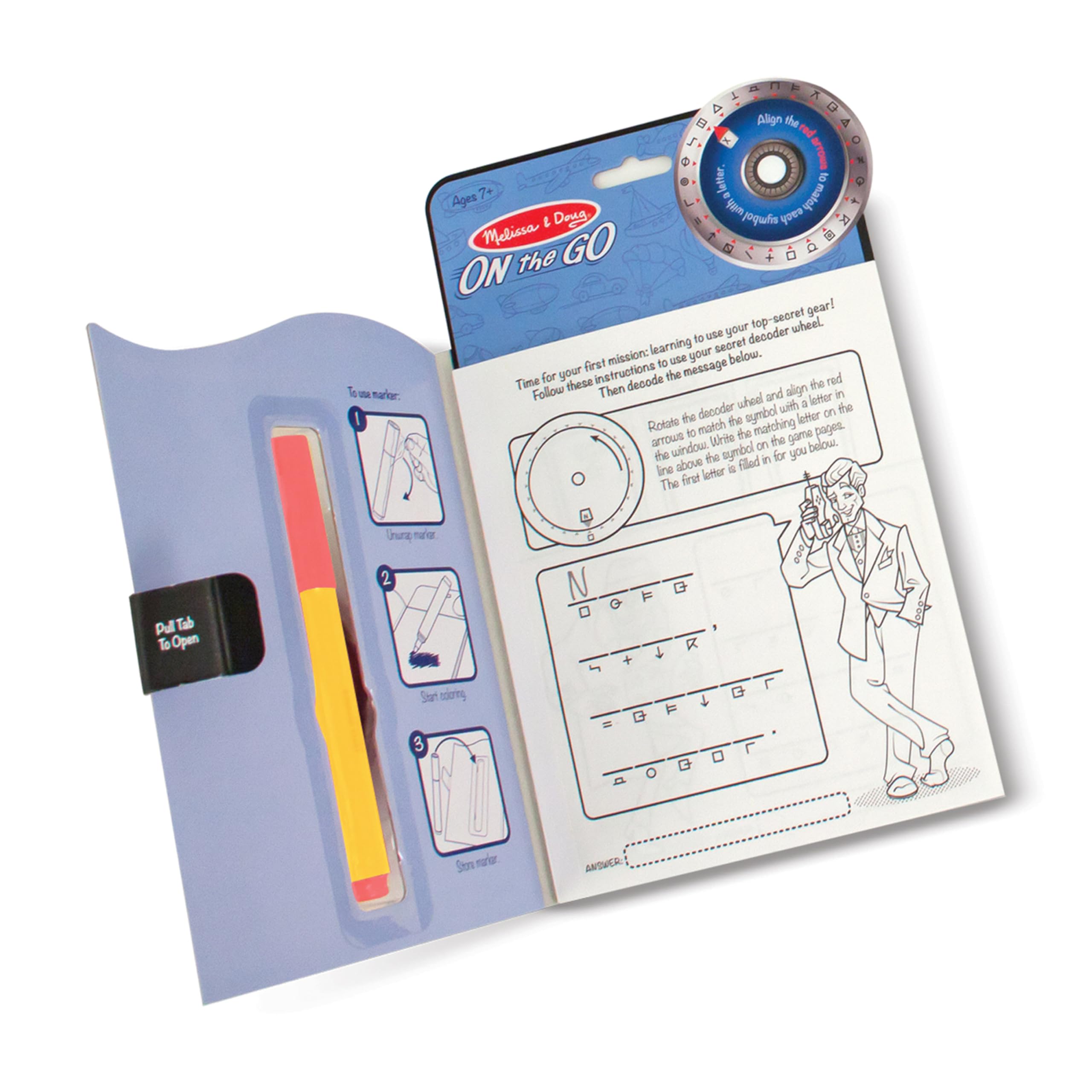 Melissa & Doug On the Go Secret Decoder Book: 18 Mystery Puzzles with Decoder Wheel & Magic Pen