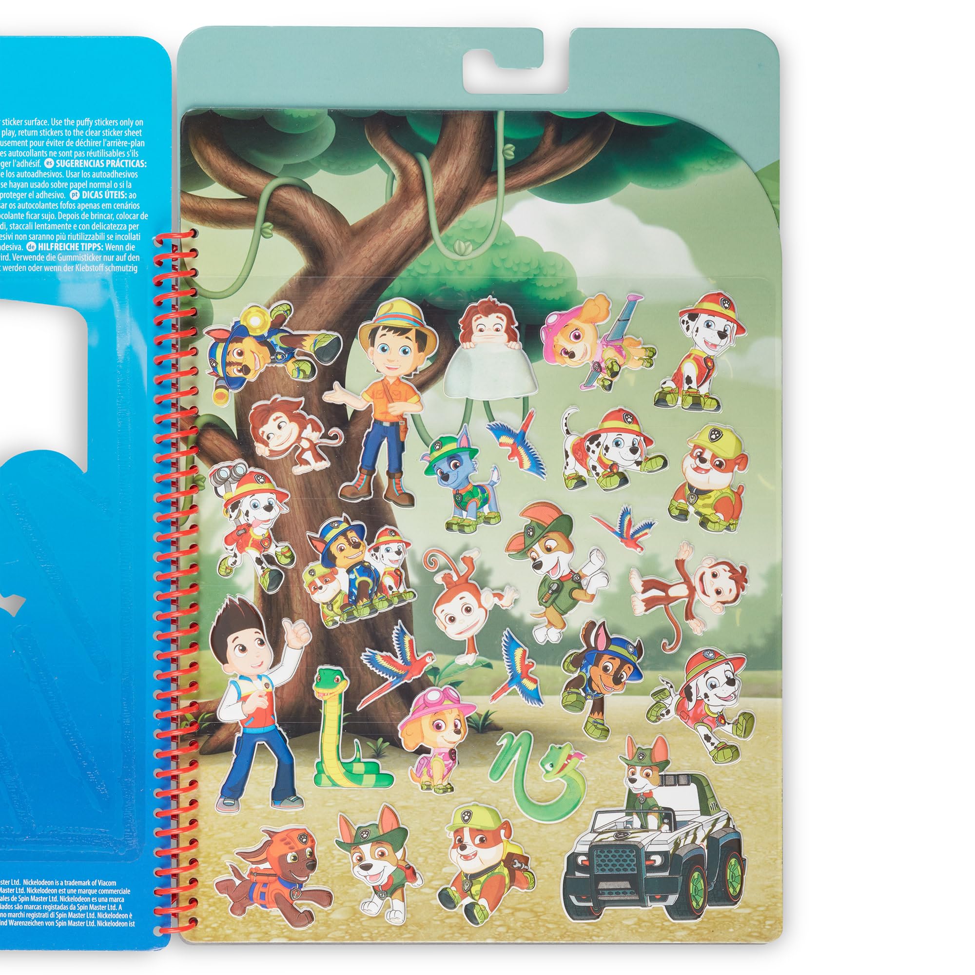 Melissa & Doug PAW Patrol Reusable Puffy Stickers Jungle Activity Pad – 28 Restickable Stickers, 3 Glossy Scenes, Travel-Friendly