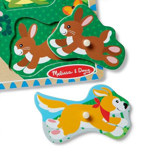 Melissa & Doug Pets Wooden Peg Puzzle – 8 Pieces for Toddlers Ages 2-4