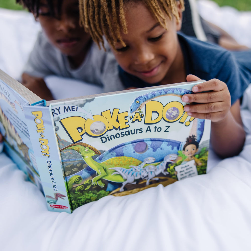 Melissa & Doug Poke-A-Dot Dinosaurs A to Z Board Book – Interactive Pop-Along Alphabet