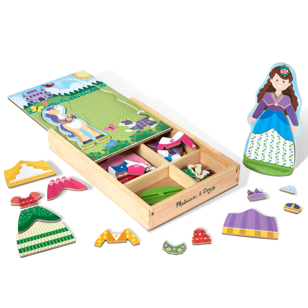 Melissa & Doug Princess & Horse Magnetic Dress-Up Set – 37 Wooden Pieces for Creative Play