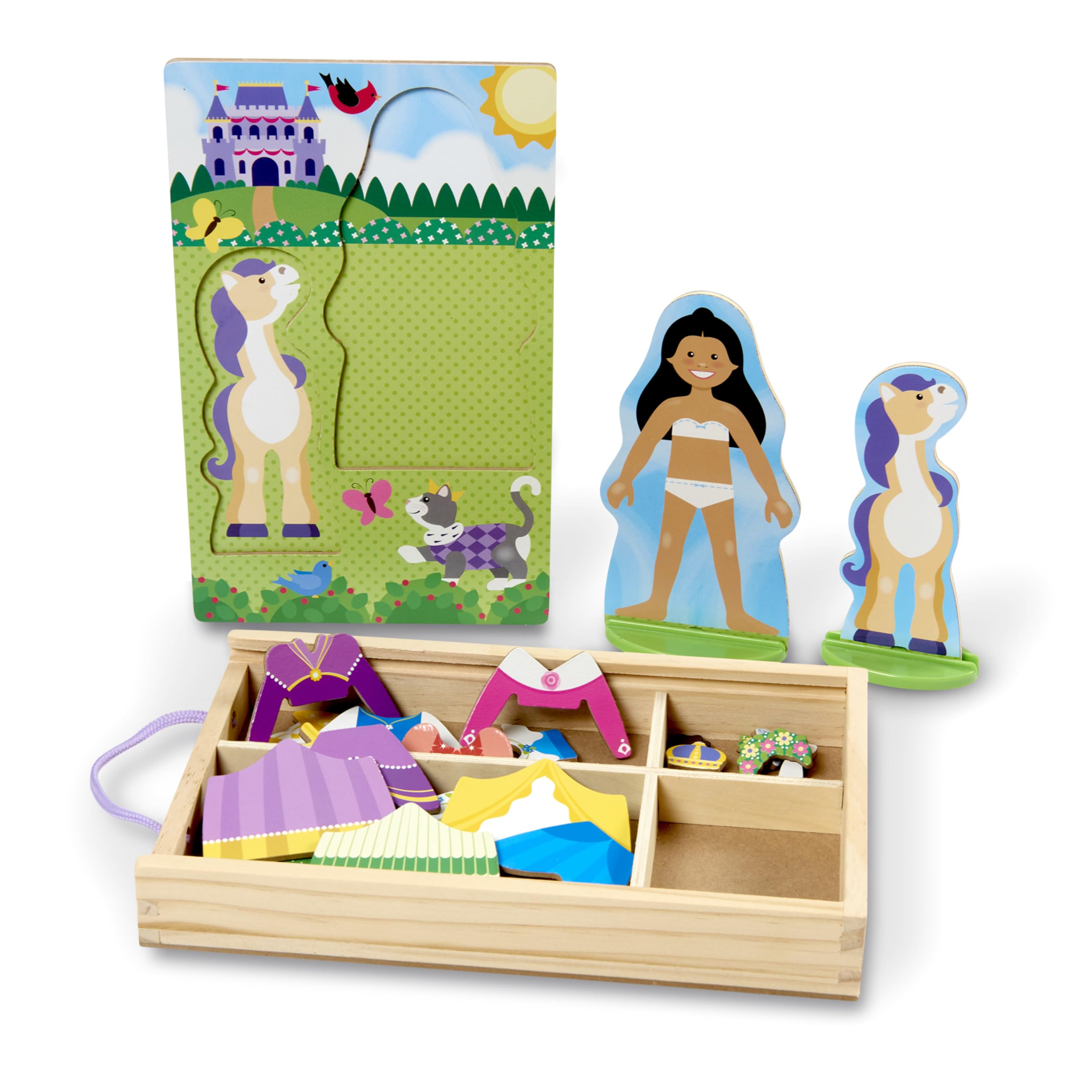 Melissa & Doug Princess & Horse Magnetic Dress-Up Set – 37 Wooden Pieces for Creative Play