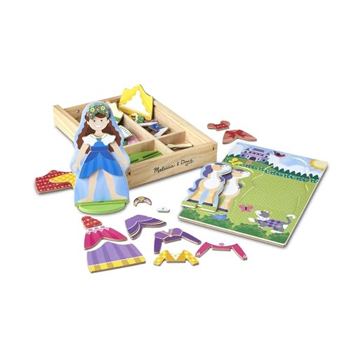 Melissa & Doug Princess & Horse Magnetic Dress-Up Set – 37 Wooden Pieces for Creative Play