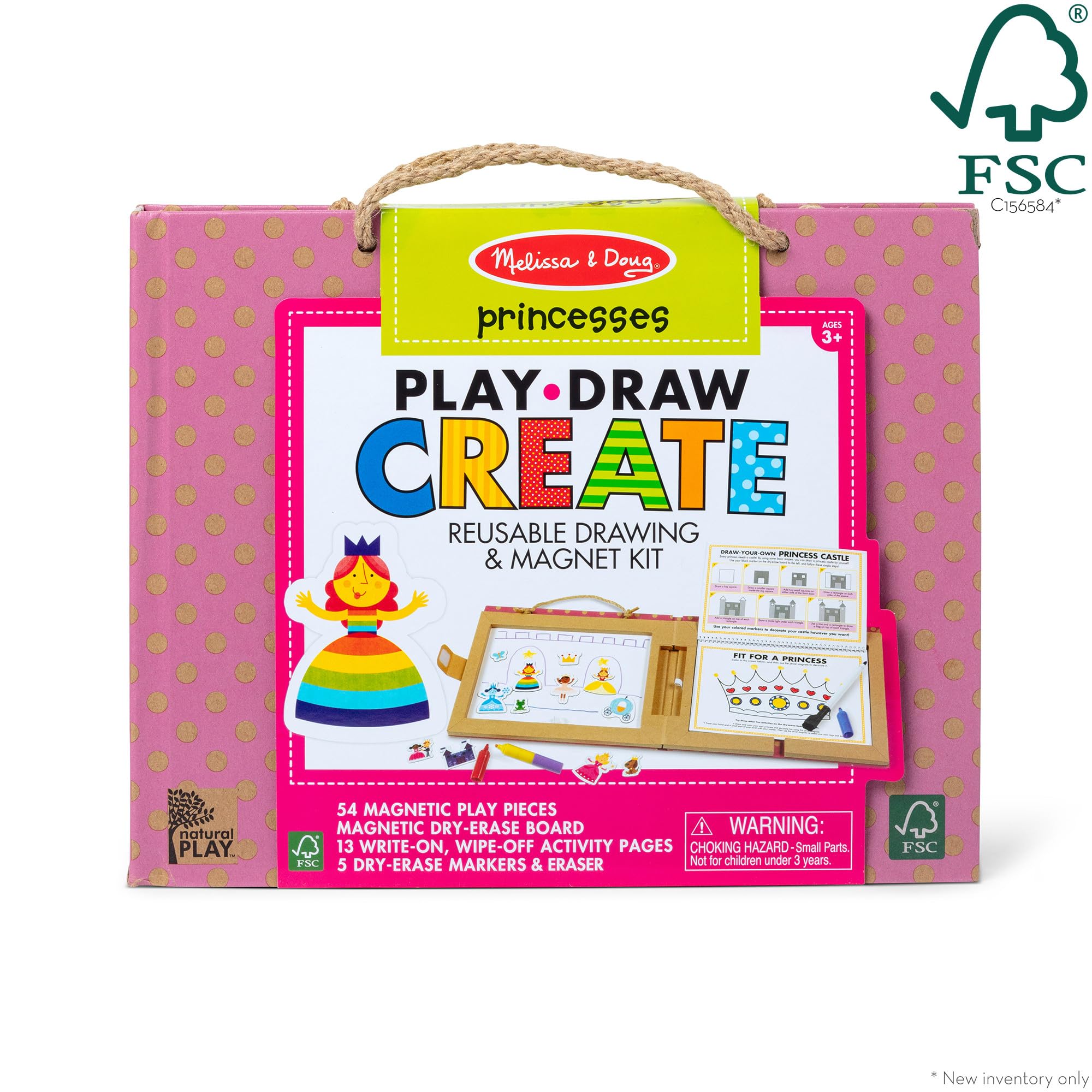 Melissa & Doug Princess Play, Draw, Create Reusable Kit – 54 Magnets, 5 Markers, FSC Certified