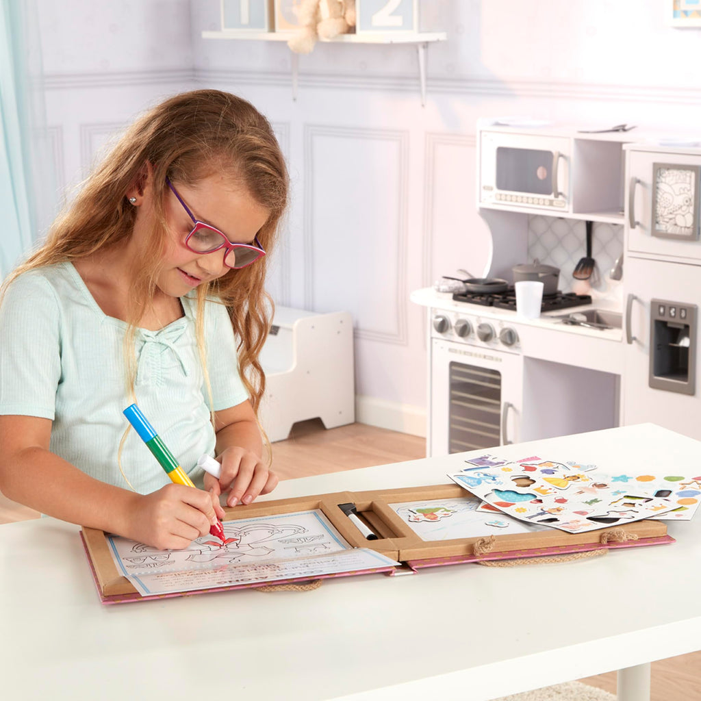 Melissa & Doug Princess Play, Draw, Create Reusable Kit – 54 Magnets, 5 Markers, FSC Certified