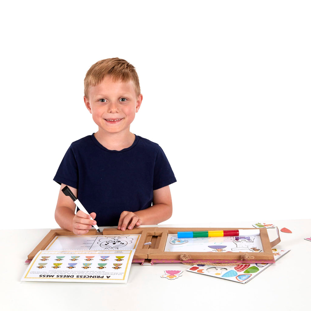 Melissa & Doug Princess Play, Draw, Create Reusable Kit – 54 Magnets, 5 Markers, FSC Certified