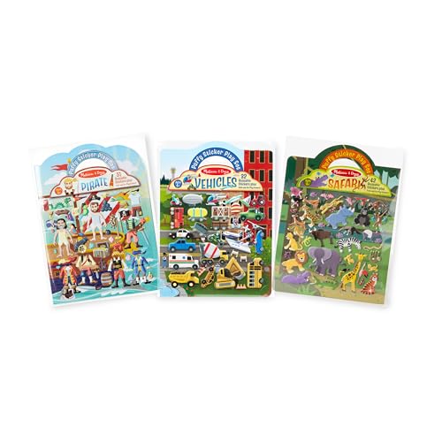 Melissa & Doug Puffy Sticker Bundle – Pirates, Vehicles, and Safari (3-Pack, Ages 4-7)