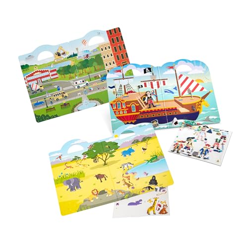 Melissa & Doug Puffy Sticker Bundle – Pirates, Vehicles, and Safari (3-Pack, Ages 4-7)
