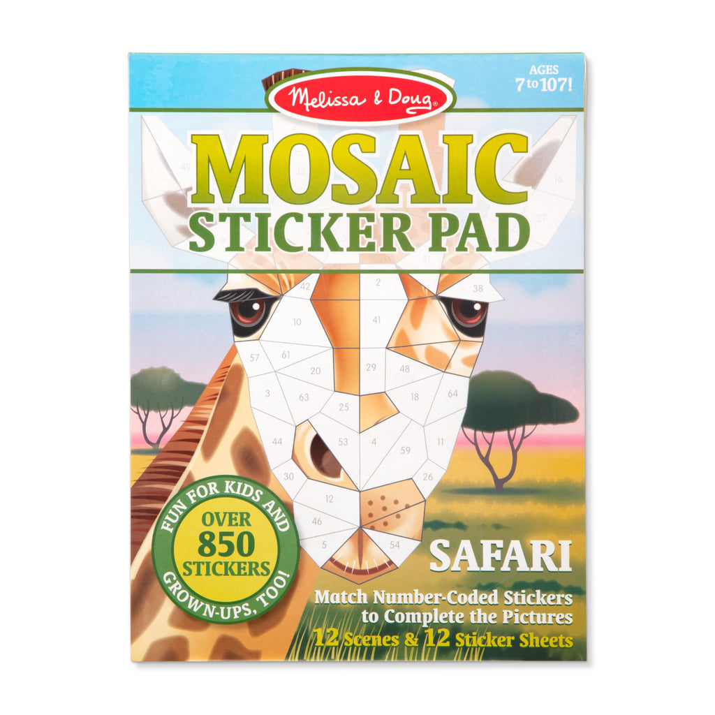 Melissa & Doug Safari Animals Mosaic Sticker Pad - 12 Scenes with Over 850 Number-Coded Stickers