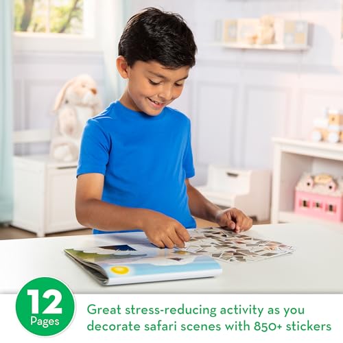 Melissa & Doug Safari Animals Mosaic Sticker Pad - 12 Scenes with Over 850 Number-Coded Stickers