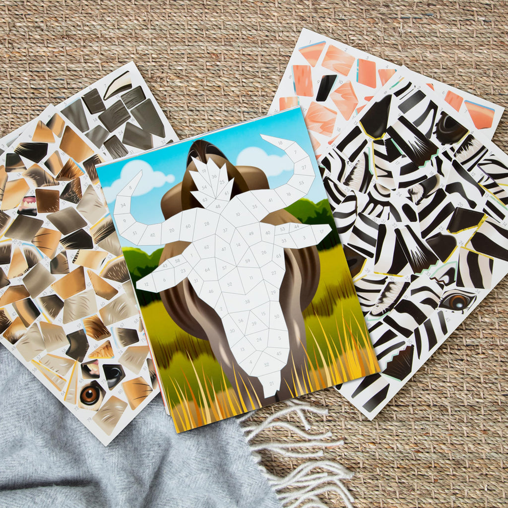 Melissa & Doug Safari Animals Mosaic Sticker Pad - 12 Scenes with Over 850 Number-Coded Stickers
