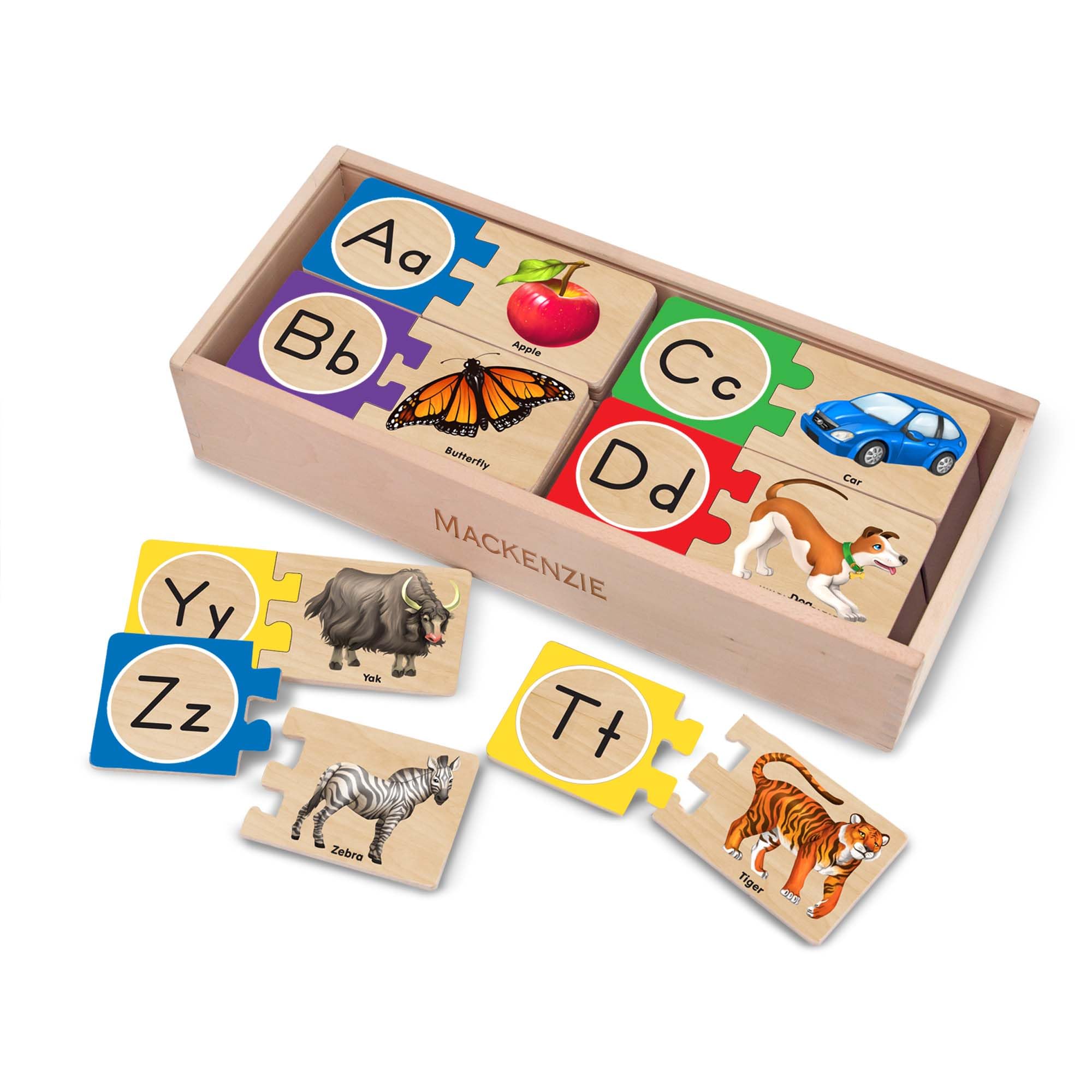 Melissa & Doug Self-Correcting Alphabet Wooden Puzzle – 52-Piece ABC Set with Storage Box