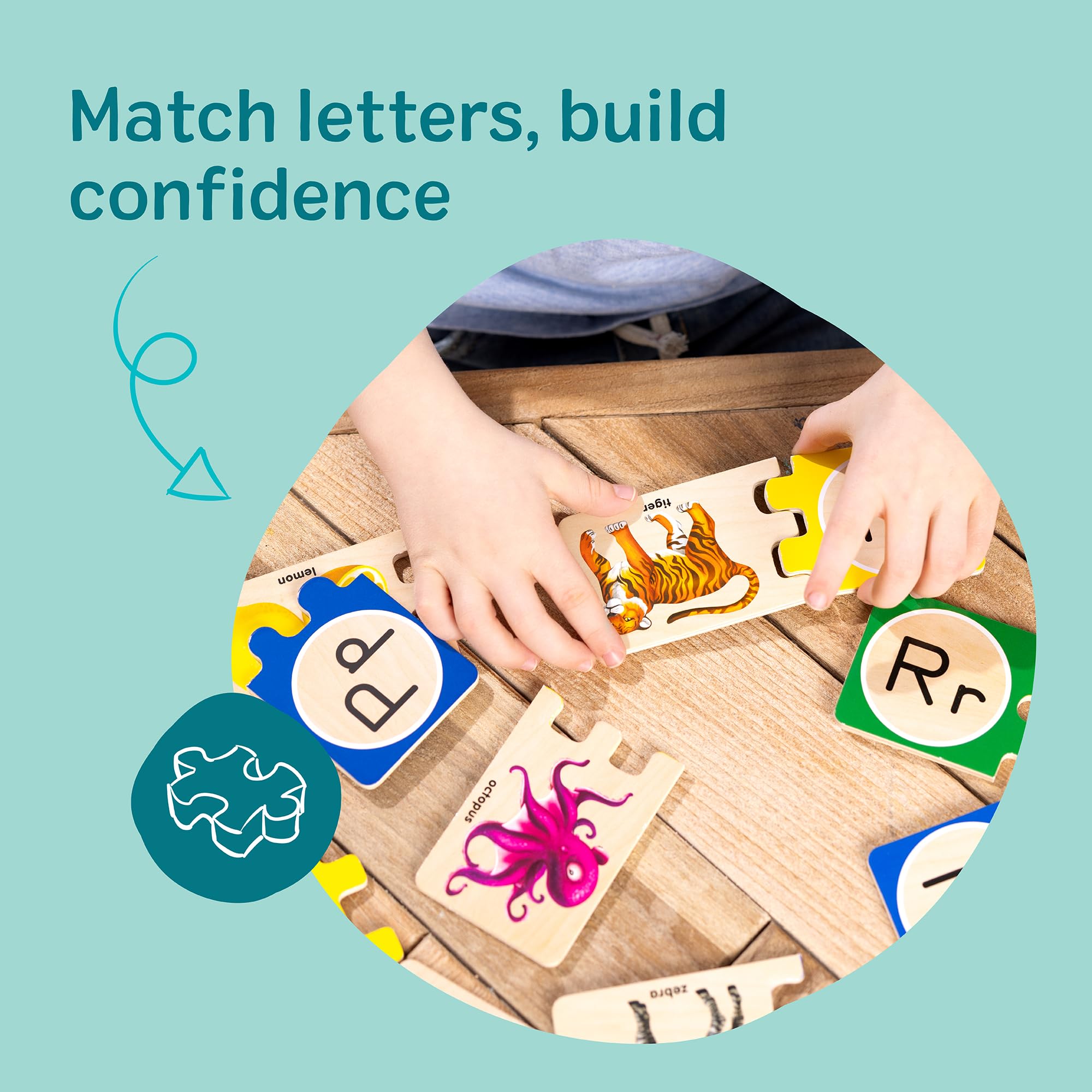 Melissa & Doug Self-Correcting Alphabet Wooden Puzzle – 52-Piece ABC Set with Storage Box