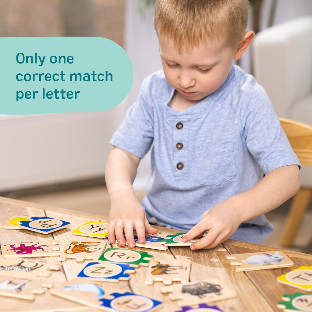 Melissa & Doug Self-Correcting Alphabet Wooden Puzzle – 52-Piece ABC Set with Storage Box