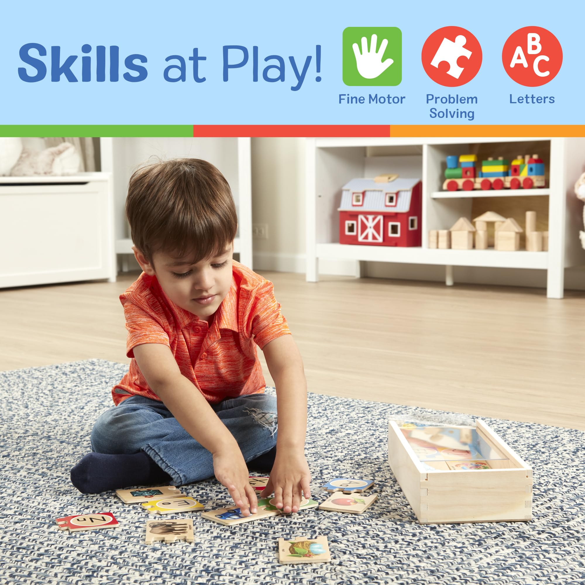 Melissa & Doug Self-Correcting Alphabet Wooden Puzzle – 52-Piece ABC Set with Storage Box