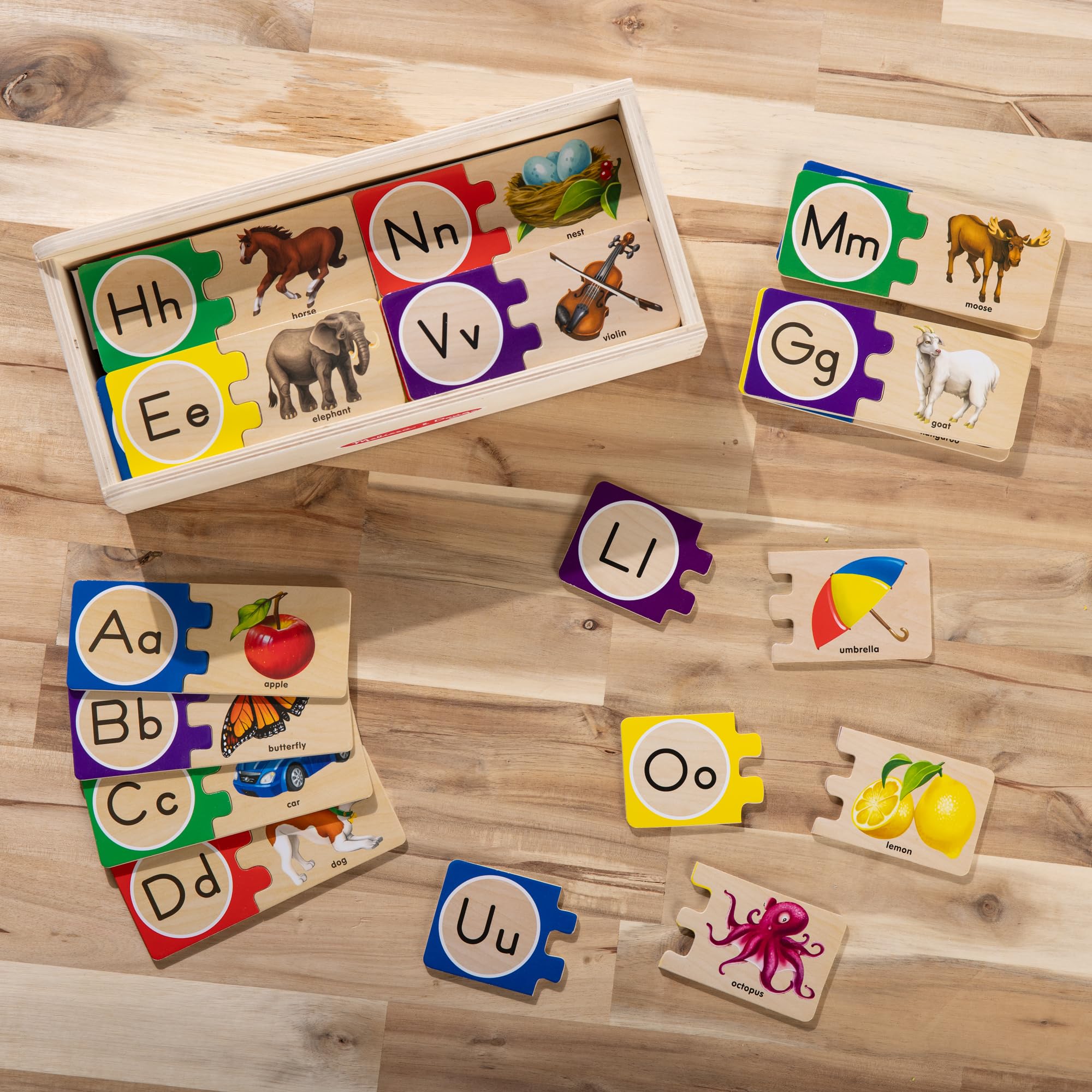 Melissa & Doug Self-Correcting Alphabet Wooden Puzzle – 52-Piece ABC Set with Storage Box