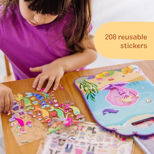 Melissa & Doug Set of 3 Puffy Sticker Activity Books - Dress-Up, Princess & Mermaid with 208 Reusable Stickers