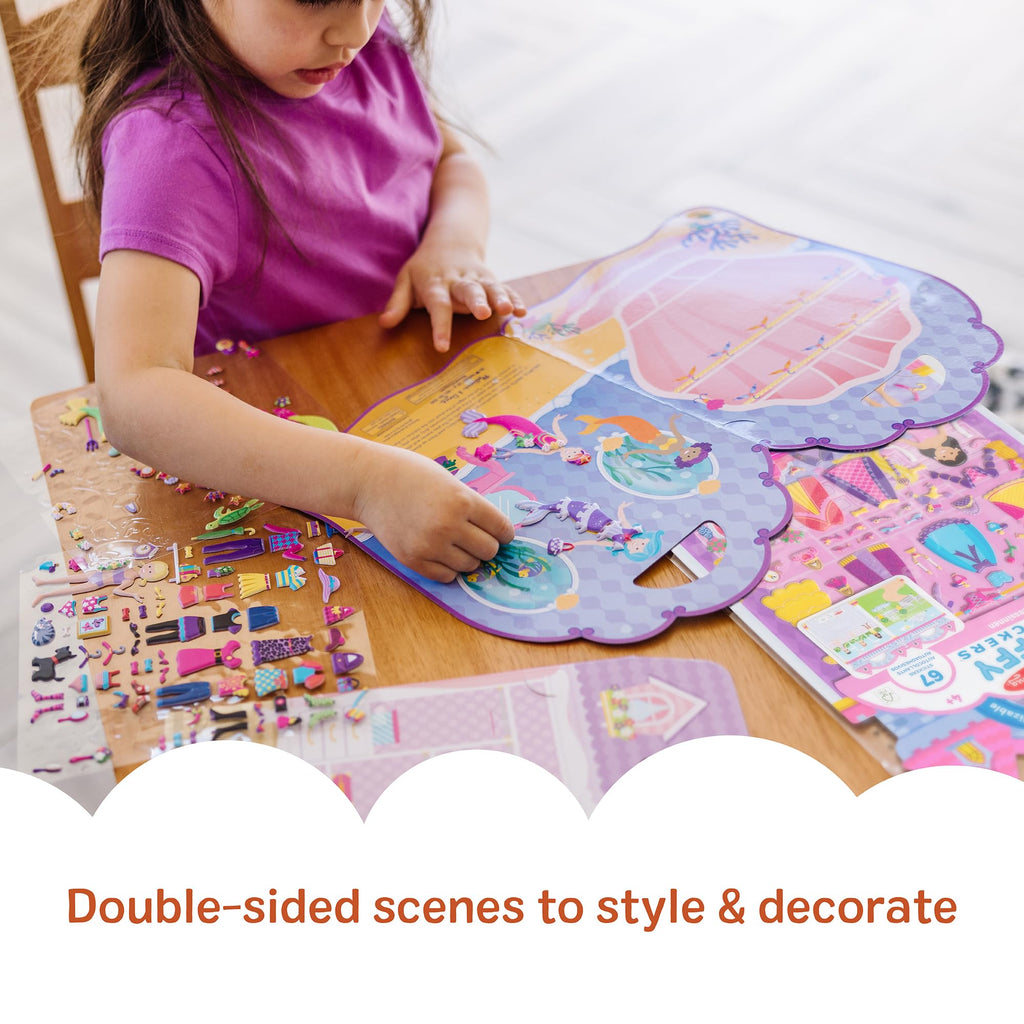 Melissa & Doug Set of 3 Puffy Sticker Activity Books - Dress-Up, Princess & Mermaid with 208 Reusable Stickers