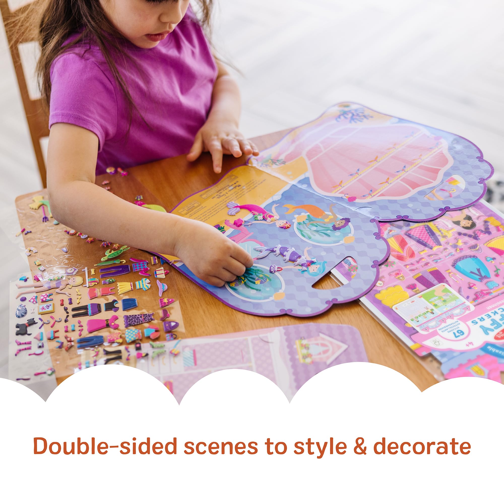 Melissa & Doug Set of 3 Puffy Sticker Activity Books - Dress-Up, Princess & Mermaid with 208 Reusable Stickers