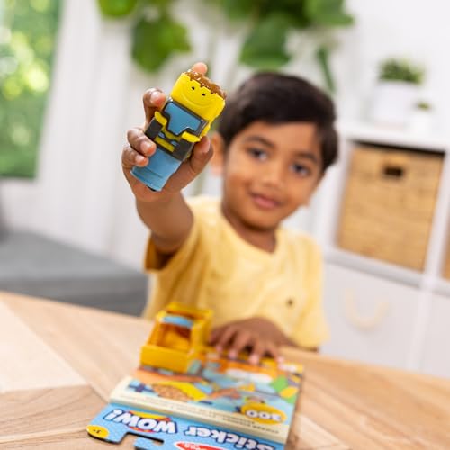 Melissa & Doug Sticker WOW! Bulldozer Bundle – 500 Stickers, Refillable Stamper, Travel-Friendly Activity Set for Kids 3+