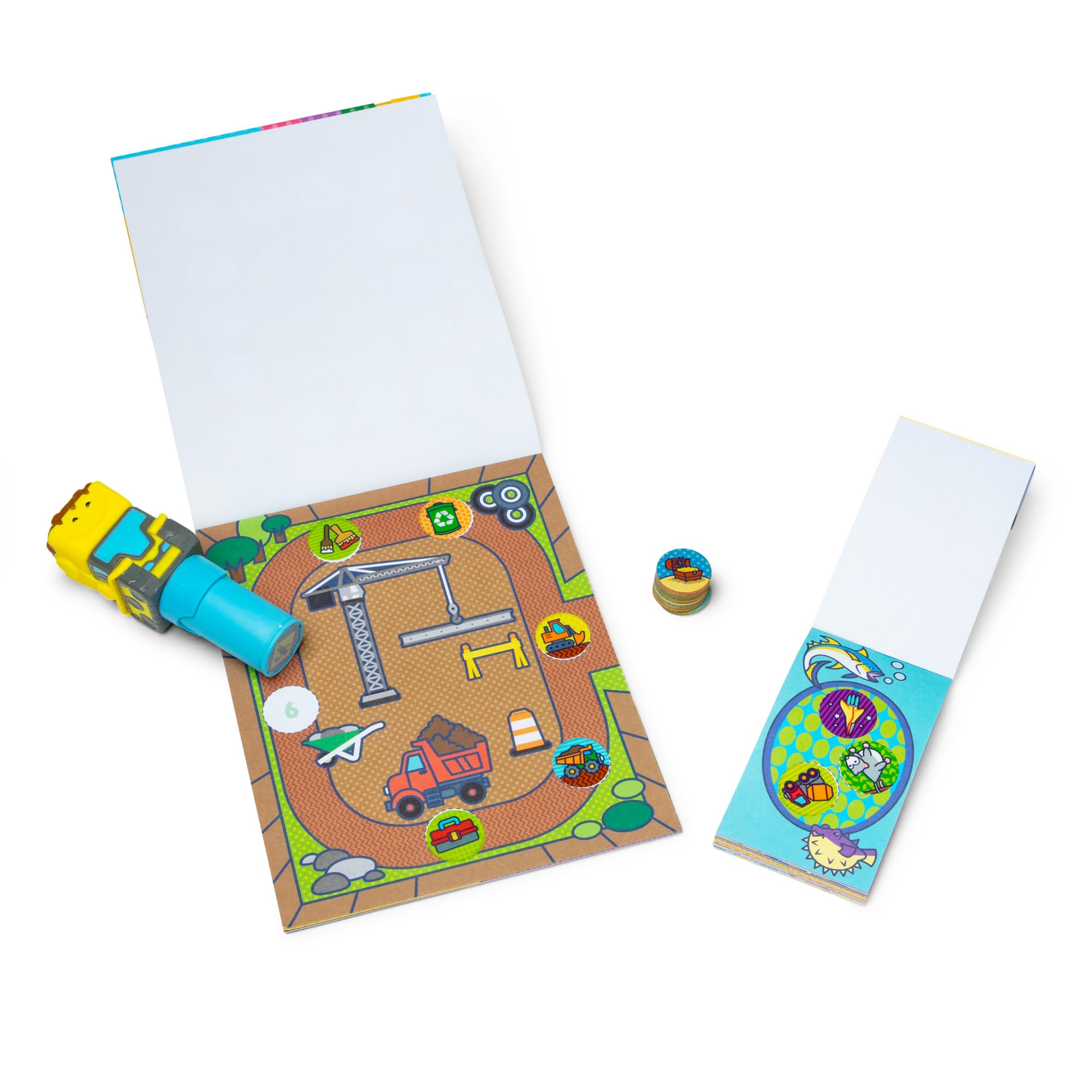 Melissa & Doug Sticker WOW! Bulldozer Bundle – 500 Stickers, Refillable Stamper, Travel-Friendly Activity Set for Kids 3+