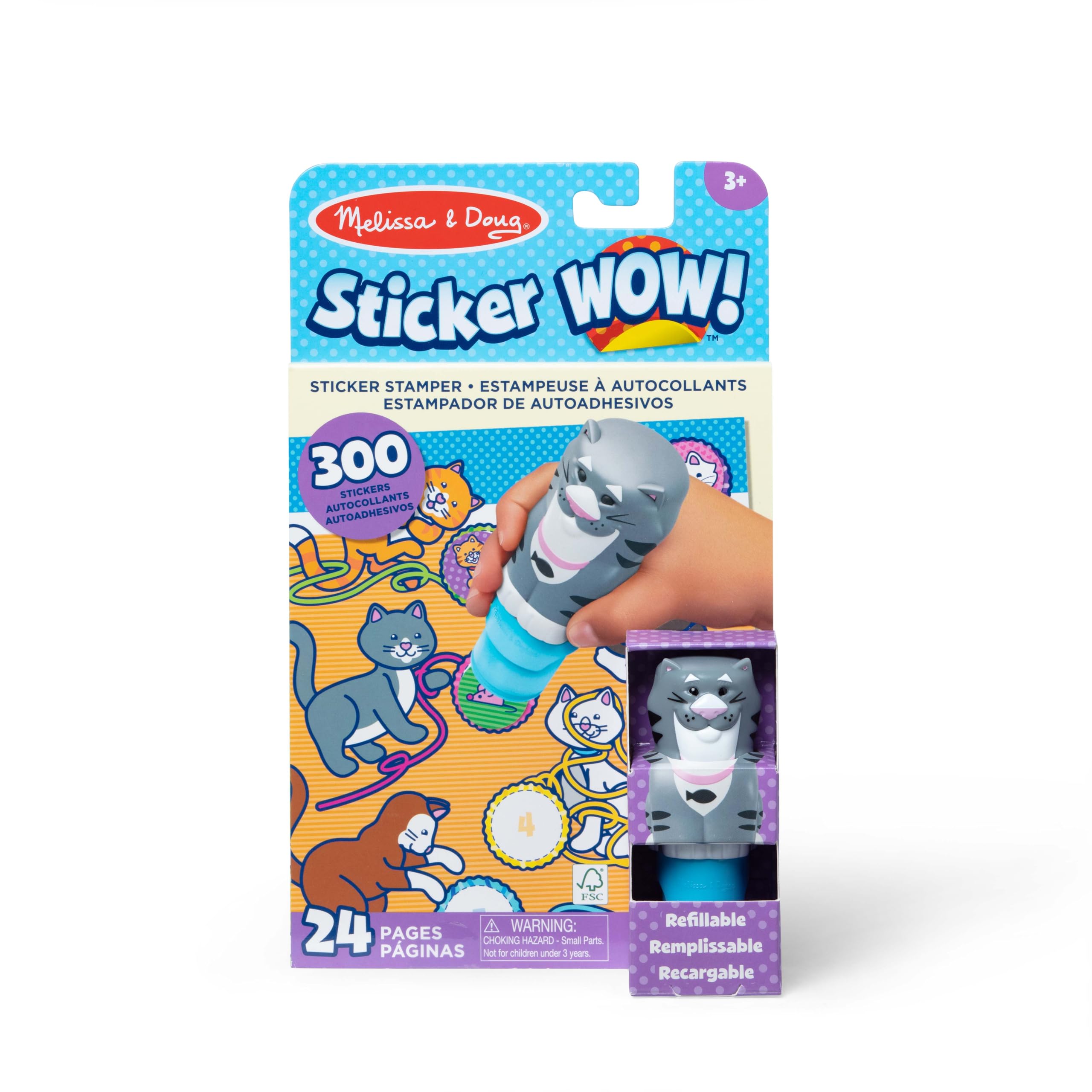 Melissa & Doug Sticker Wow! Cat Activity Pad with 300 Stickers & Stamper | Ages 3+ | FSC Certified